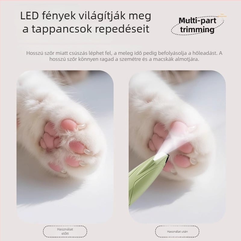 Macska- és kutya tappancs szőrzetvágó — ABS test, pengék rozsdamentes acél és kerámia, PP alkatrészek; Termékkód: 25H0091M; Importált: Nem