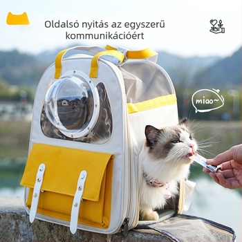 Háziállatok hátizsákja űr-kapszula dizájnnal, nagy kapacitású, műanyag héj, közepes puhaság