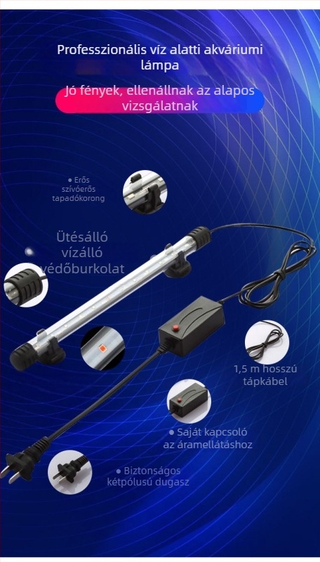 Alámerülő LED akvárium világítás, vízálló üveg burkolat, 10–40W, Spring Dragon