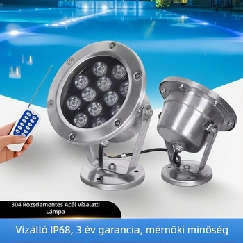 Víz alatti LED világítás 18 LED-del, 1800 lm, 3000K, IP68, 12/24V bemenet, medence és szökőkút világítás