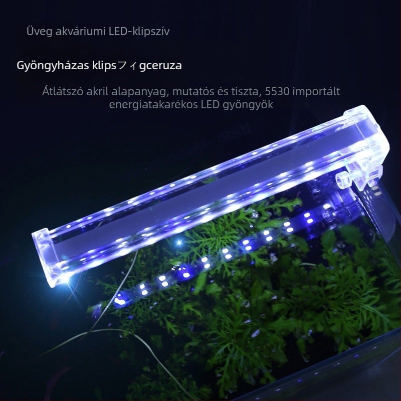 Akvaris LED csipeszes világítás vízi növényekhez — üveg test, teljesítmény 4W/6W/7W/10W, súly 300 g
