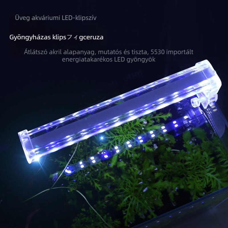 Akvaris LED csipeszes világítás vízi növényekhez — üveg test, teljesítmény 4W/6W/7W/10W, súly 300 g