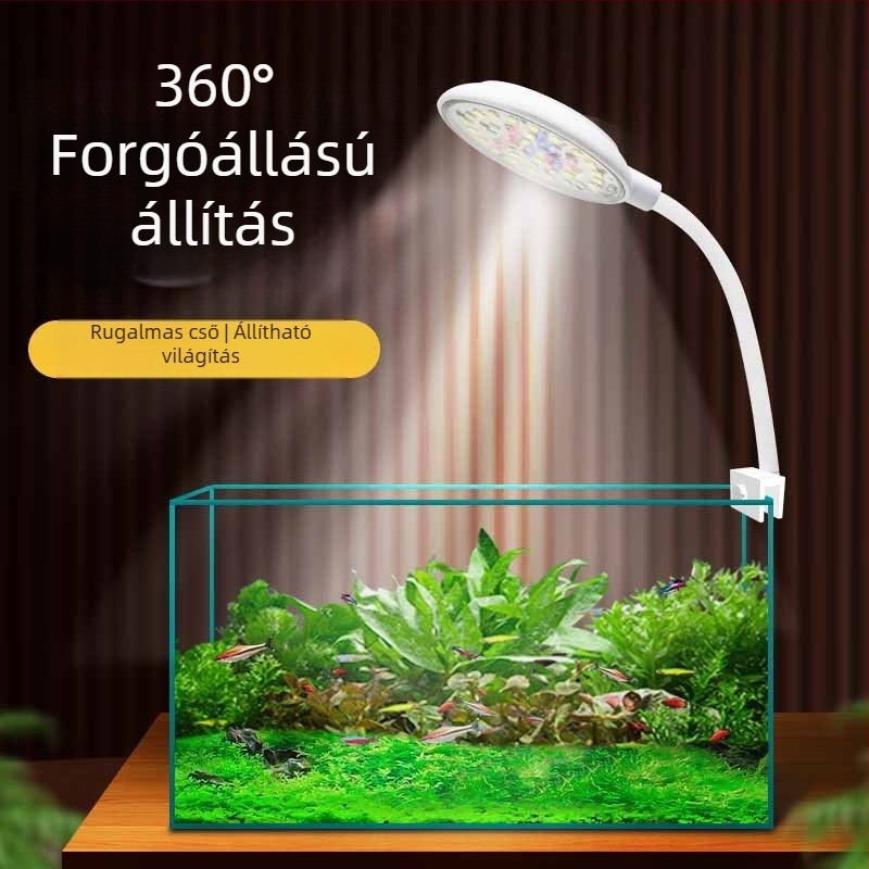 Akvarisztikus LED klipszes lámpa, energiatakarékos világítás, ABS anyag, 5W/7W