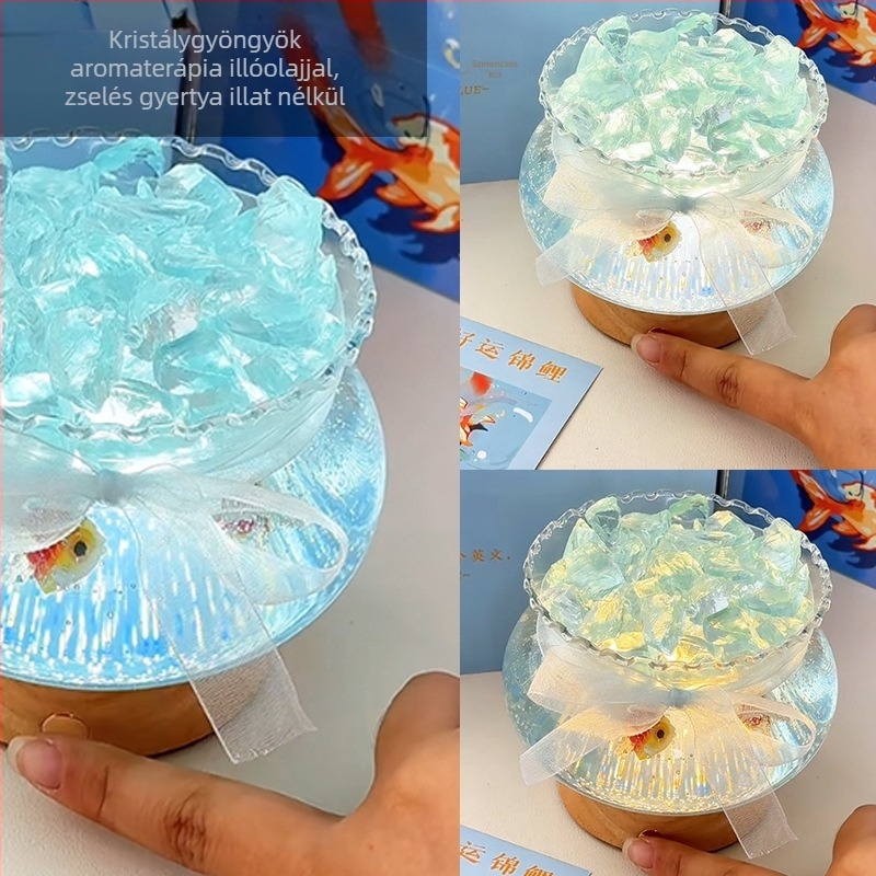 Bubble Fish Jar fagymentes illatosító – ezüst Jelly Candle, fél-kézműves/fél-gépies kivitel, Termékkód YxDdArjR