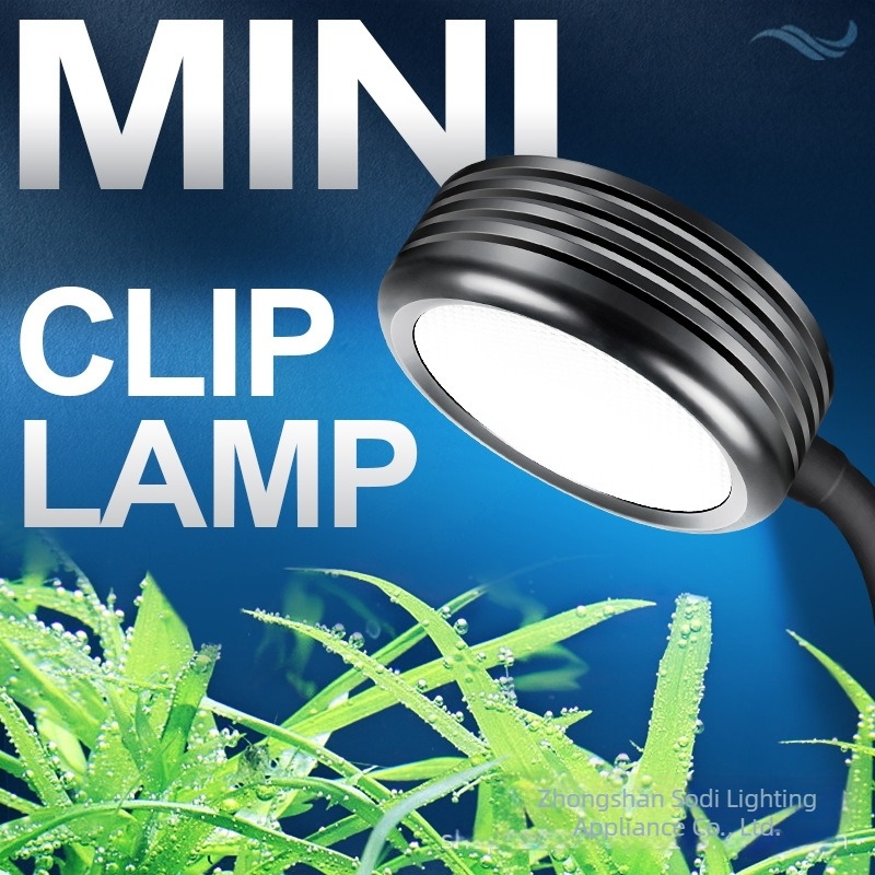 USB asztali mini alumínium LED klipszlámpa akváriumhoz, tájépítés világítás és vízi növények növekedése (6W, 0,2 kg)