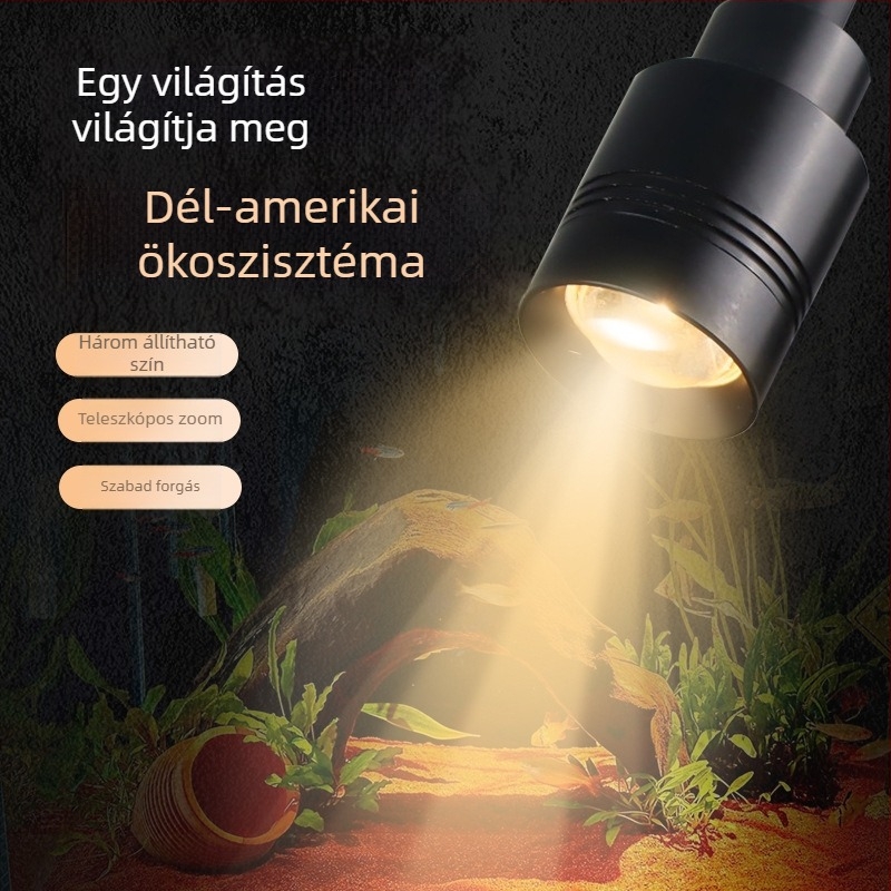 LED akváriumi lámpa állítható fókusz és zoom funkcióval, alumínium ötvözet, 3W