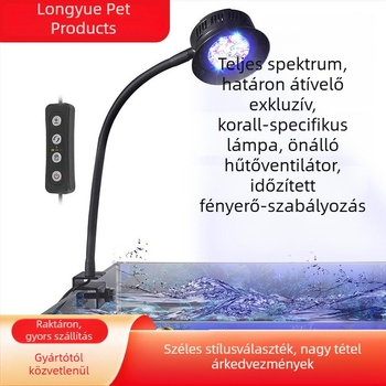 Klip LED akváriumi lámpa tengeri akváriumhoz, állítható fényerővel és időzítővel, kék-fehér spektrummal korallok és bohóchalak számára