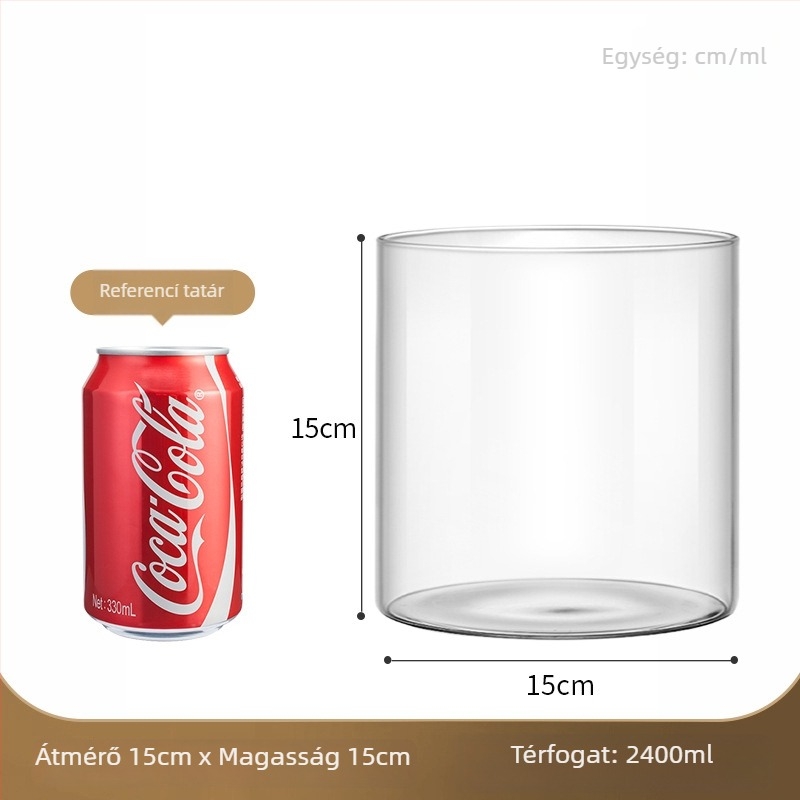 Átlátszó üvegváza mikro tájhoz, hengeres kialakítás, boroszilikt üveg, testreszabható, Thick Glass