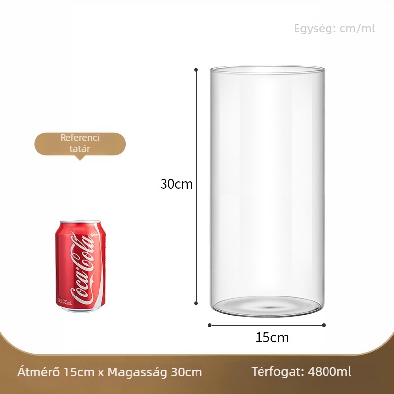 Átlátszó üvegváza mikro tájhoz, hengeres kialakítás, boroszilikt üveg, testreszabható, Thick Glass