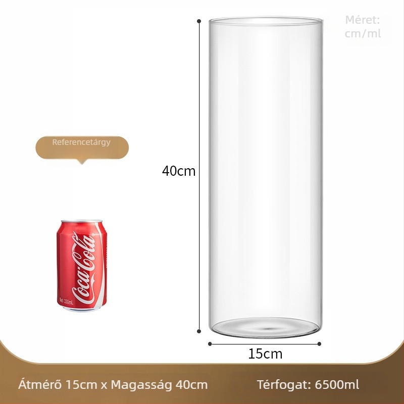 Átlátszó üvegváza mikro tájhoz, hengeres kialakítás, boroszilikt üveg, testreszabható, Thick Glass