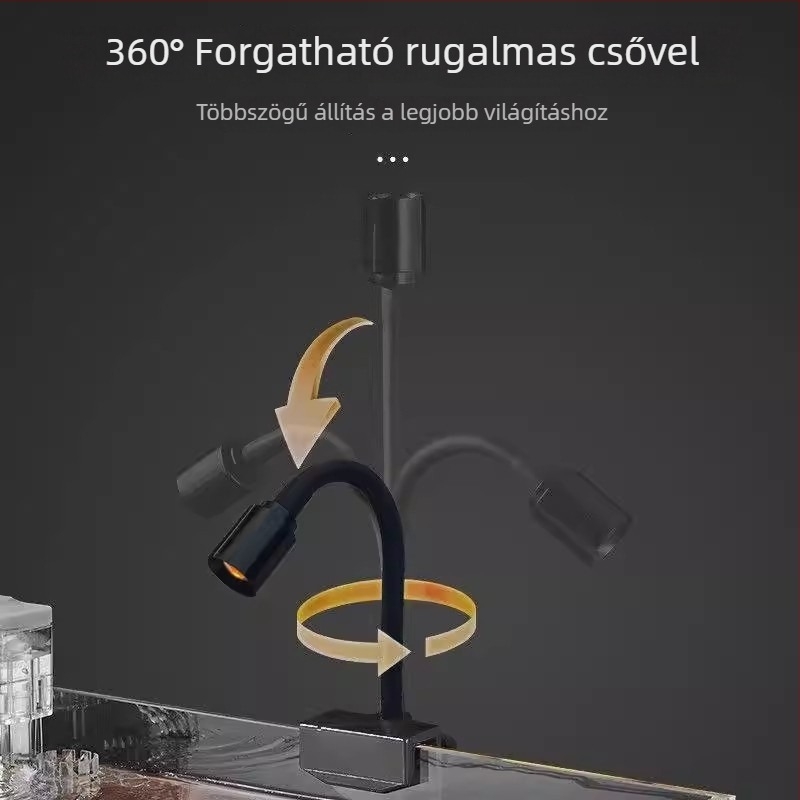 Akvaris USB-klip lámpa, mini spotlámpa, 5W, alumíniumötvözet, 150 g