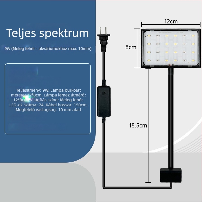 LED akváriumlámpa kampós - cseppálló, energiatakarékos 9W/15W/5W/8W, akváriumi világítás