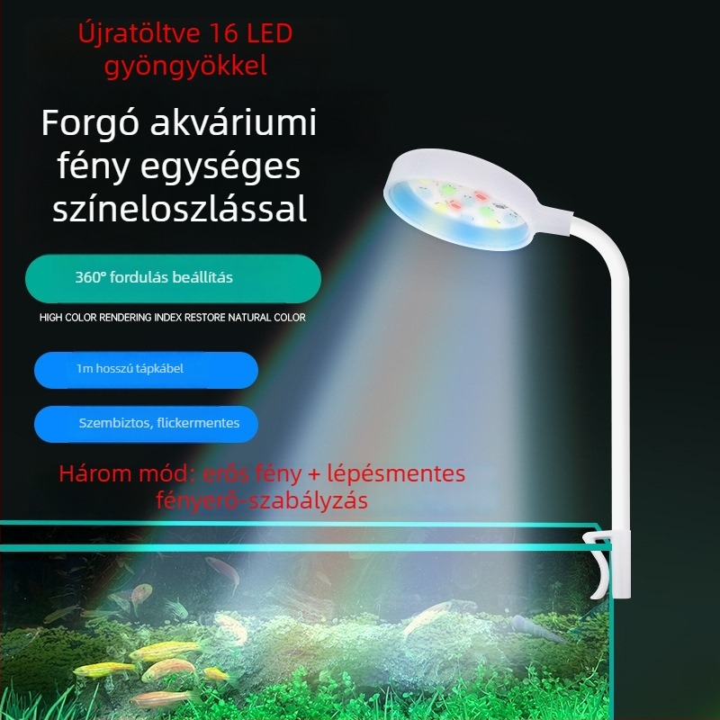 Klipfény az akváriumhoz - LED, USB tápellátás, 3W, 70 g, akváriumi növények megvilágítása