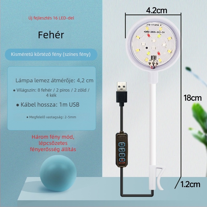 Klipfény az akváriumhoz - LED, USB tápellátás, 3W, 70 g, akváriumi növények megvilágítása