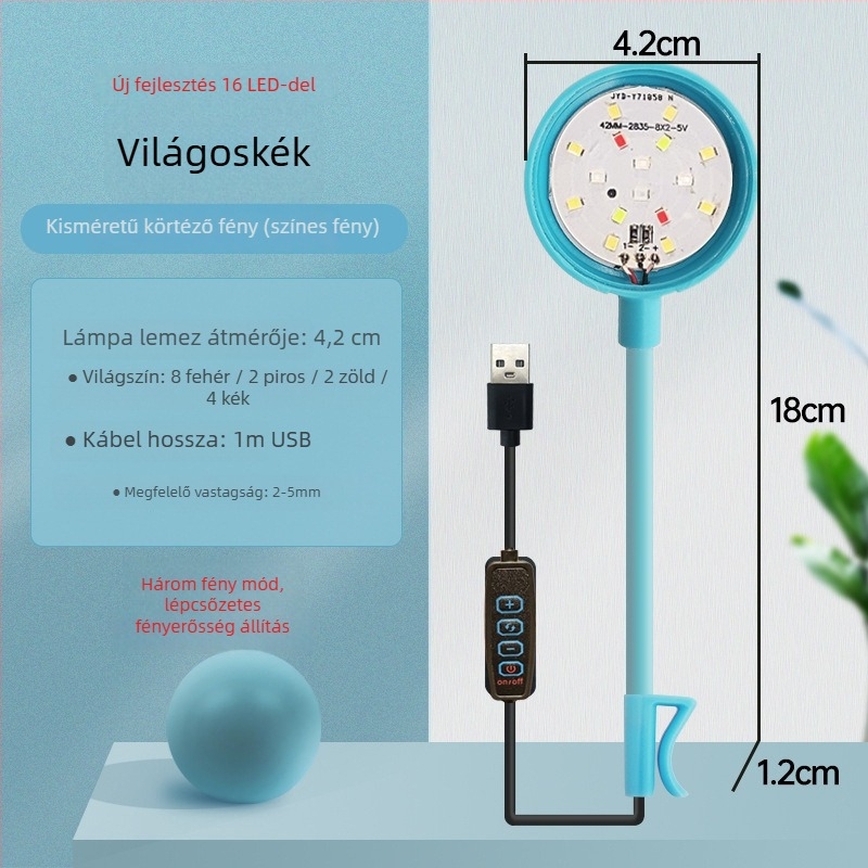 Klipfény az akváriumhoz - LED, USB tápellátás, 3W, 70 g, akváriumi növények megvilágítása