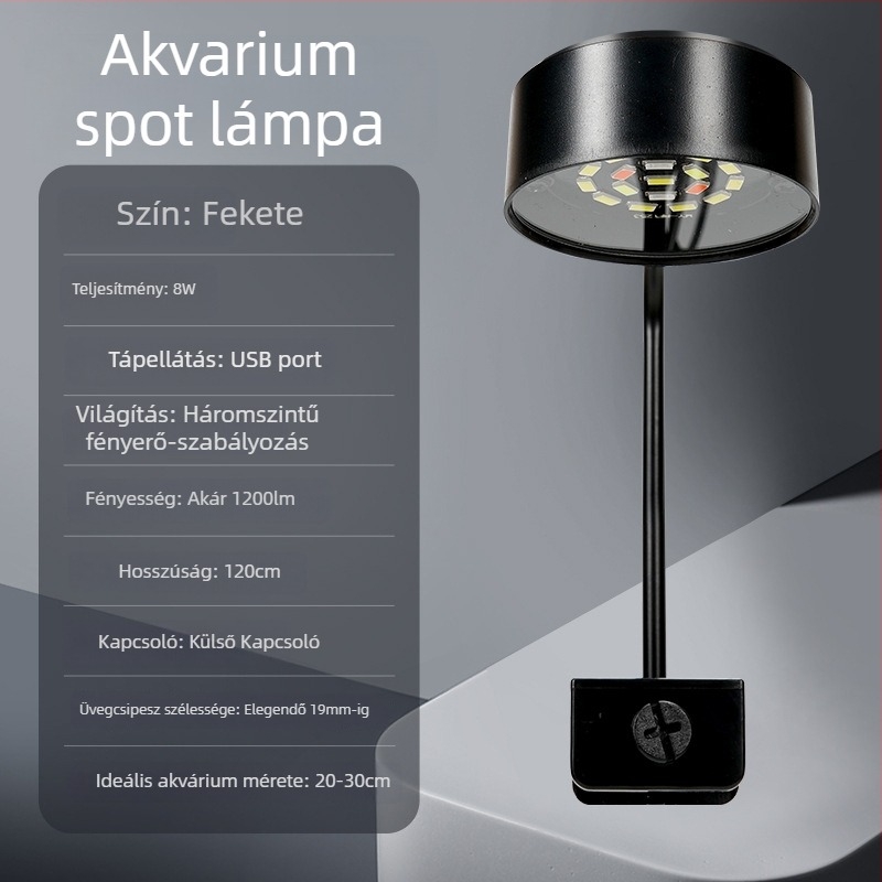 Akvaris LED világítás – teljes spektrumos növényes akváriumokhoz – USB táplálás