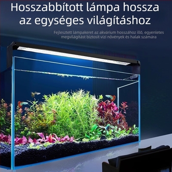 Akvaris LED-lámpa, alumínium ötvözet, 5W, vízálló, teljes spektrum, teleszkópos lámpatartó