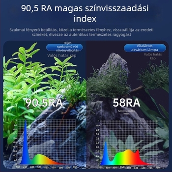 Akvaris LED-lámpa, alumínium ötvözet, 5W, vízálló, teljes spektrum, teleszkópos lámpatartó