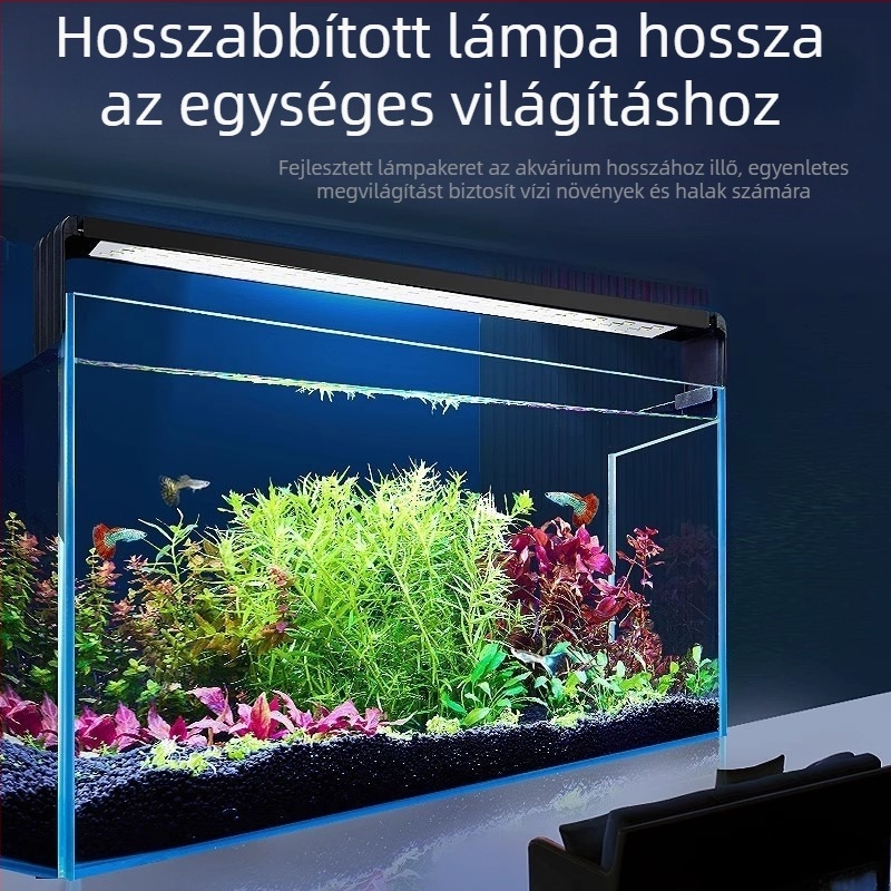 Akvaris LED-lámpa, alumínium ötvözet, 5W, vízálló, teljes spektrum, teleszkópos lámpatartó
