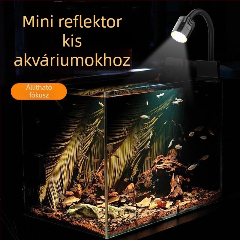 Parker USB mini akváriumi klipszes spotlámpa, 5W, műanyag ház, 102 g