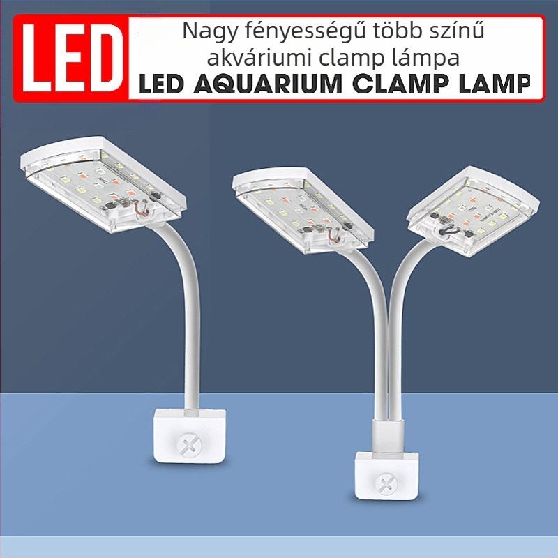 Kétfejű akváriumklip lámpa — műanyag, 6W, 200 g, Spring Dragon