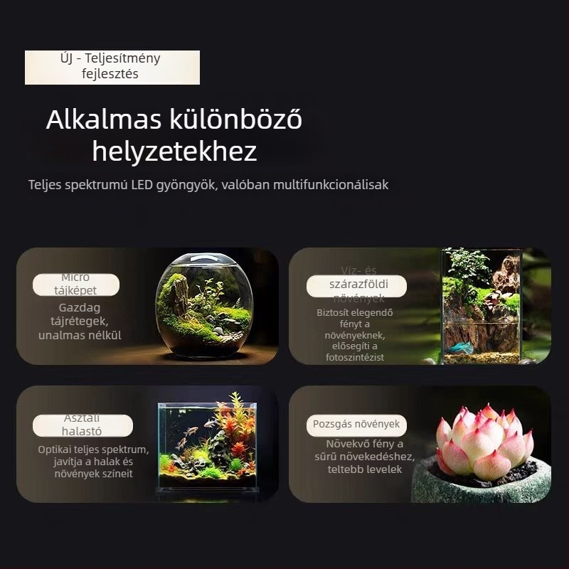 LED akváriumi világítás – asztali spotlámpa aljzattal, vízi növények és moha számára, Yikoda márka