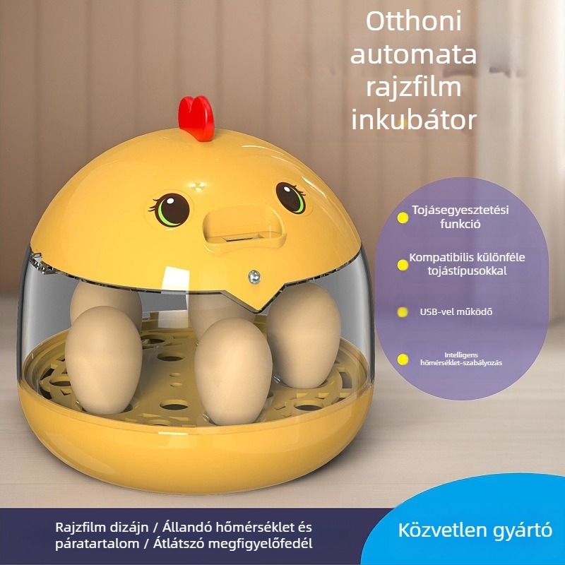 Kis tojásinkubátor, teljesen automata, állandó hőmérséklet 37.8±0.5°C, alkalmas tyúkoknak, libáknak, kacsáknak, Fürjeknek és galamboknak