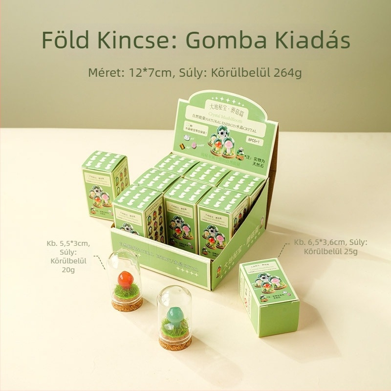 9 darab kristálygomba üvegben kínált mini táj dísz, ajándékdobozos csomagolás, modern minimalista geometriai dizájn, Apeng Crystal Crafts