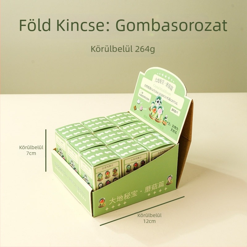 9 darab kristálygomba üvegben kínált mini táj dísz, ajándékdobozos csomagolás, modern minimalista geometriai dizájn, Apeng Crystal Crafts