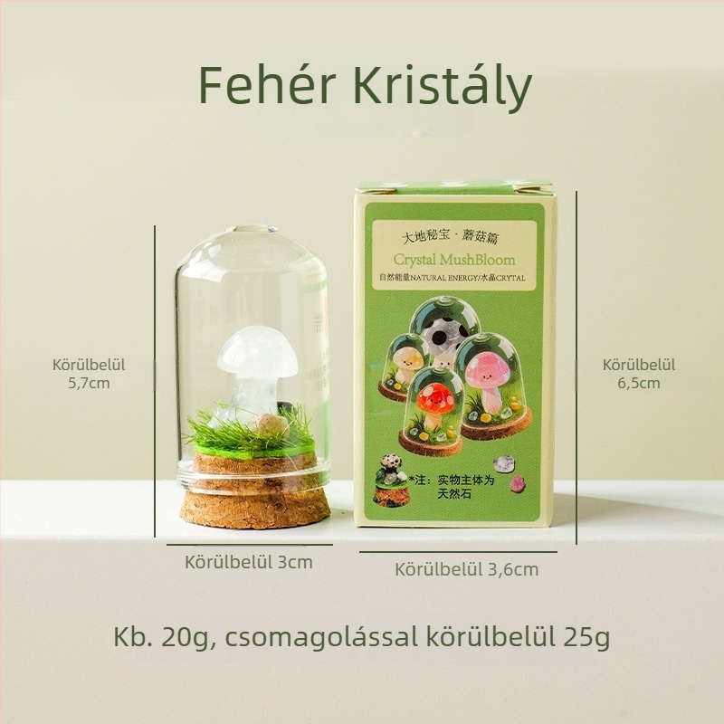 9 darab kristálygomba üvegben kínált mini táj dísz, ajándékdobozos csomagolás, modern minimalista geometriai dizájn, Apeng Crystal Crafts