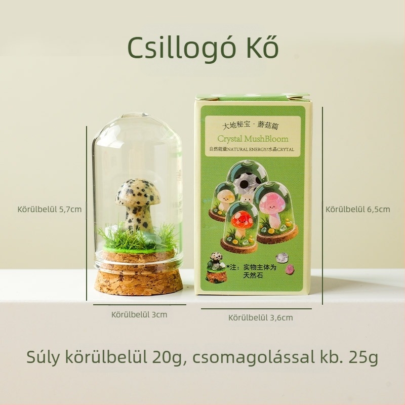 9 darab kristálygomba üvegben kínált mini táj dísz, ajándékdobozos csomagolás, modern minimalista geometriai dizájn, Apeng Crystal Crafts