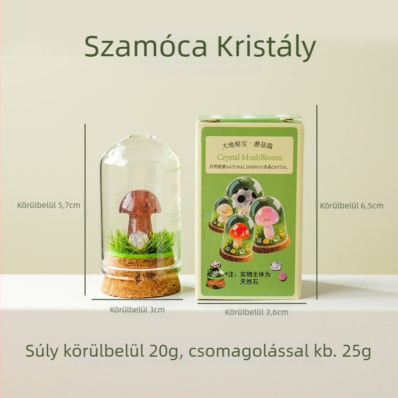 9 darab kristálygomba üvegben kínált mini táj dísz, ajándékdobozos csomagolás, modern minimalista geometriai dizájn, Apeng Crystal Crafts