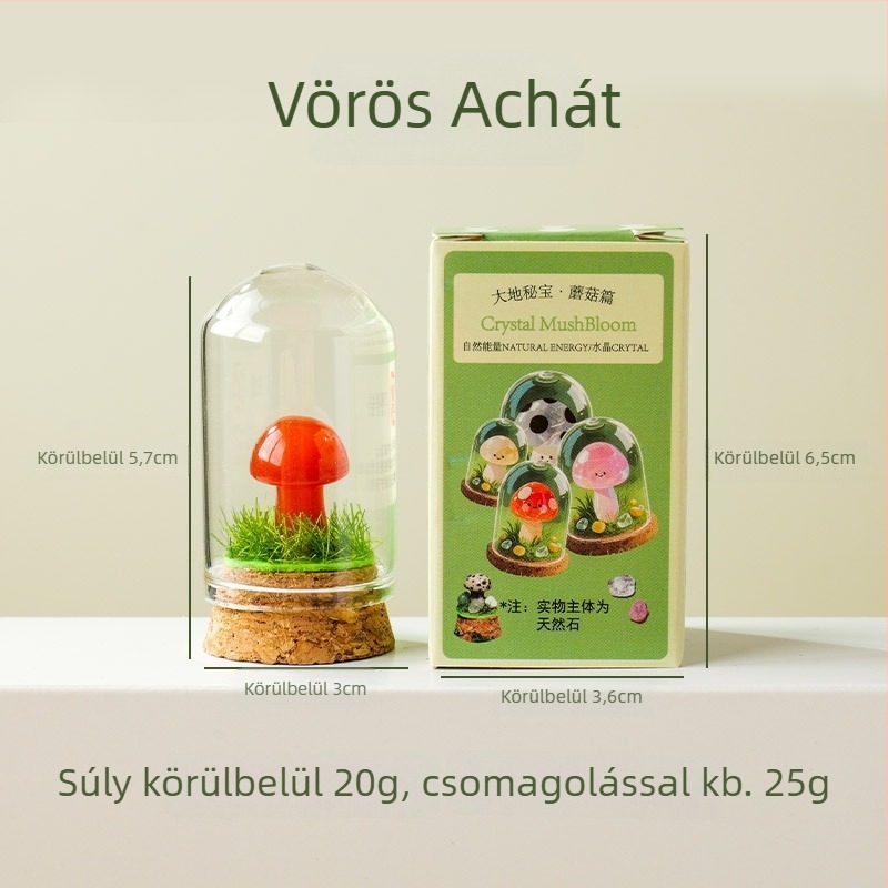 9 darab kristálygomba üvegben kínált mini táj dísz, ajándékdobozos csomagolás, modern minimalista geometriai dizájn, Apeng Crystal Crafts