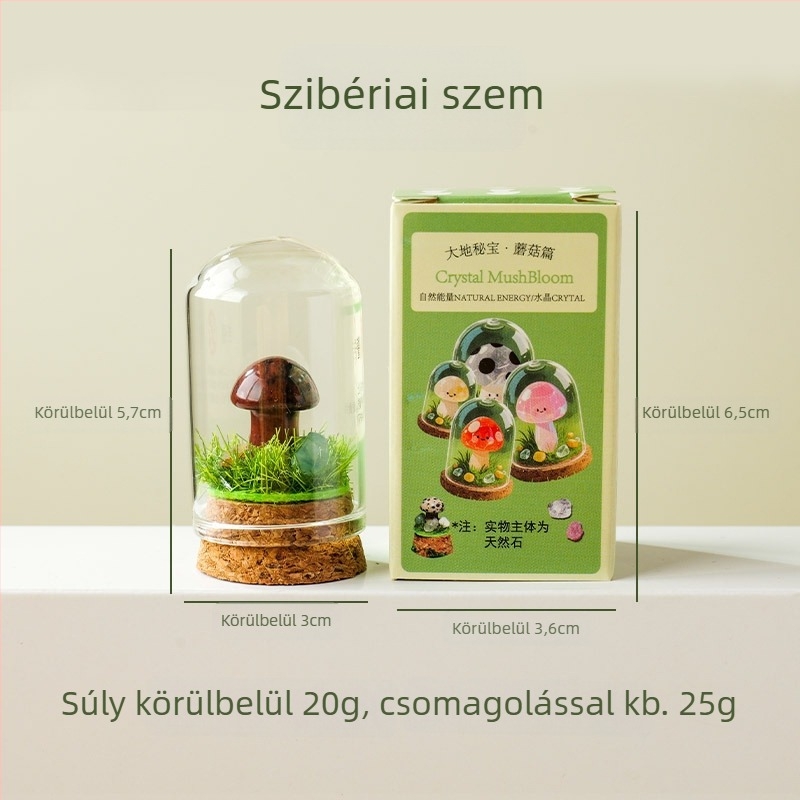 9 darab kristálygomba üvegben kínált mini táj dísz, ajándékdobozos csomagolás, modern minimalista geometriai dizájn, Apeng Crystal Crafts