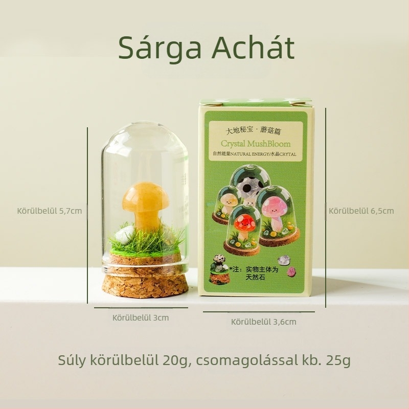 9 darab kristálygomba üvegben kínált mini táj dísz, ajándékdobozos csomagolás, modern minimalista geometriai dizájn, Apeng Crystal Crafts