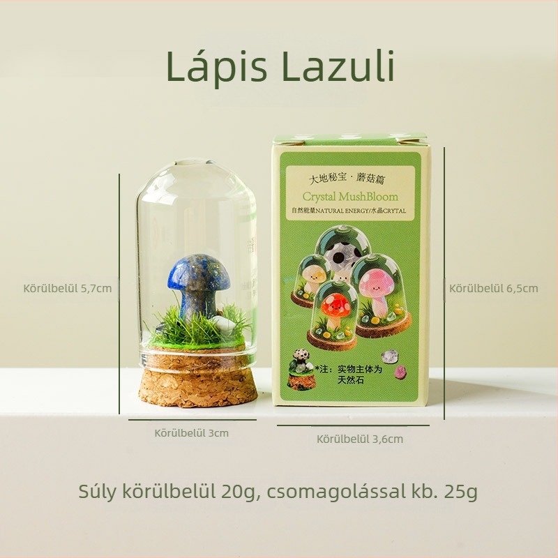 9 darab kristálygomba üvegben kínált mini táj dísz, ajándékdobozos csomagolás, modern minimalista geometriai dizájn, Apeng Crystal Crafts