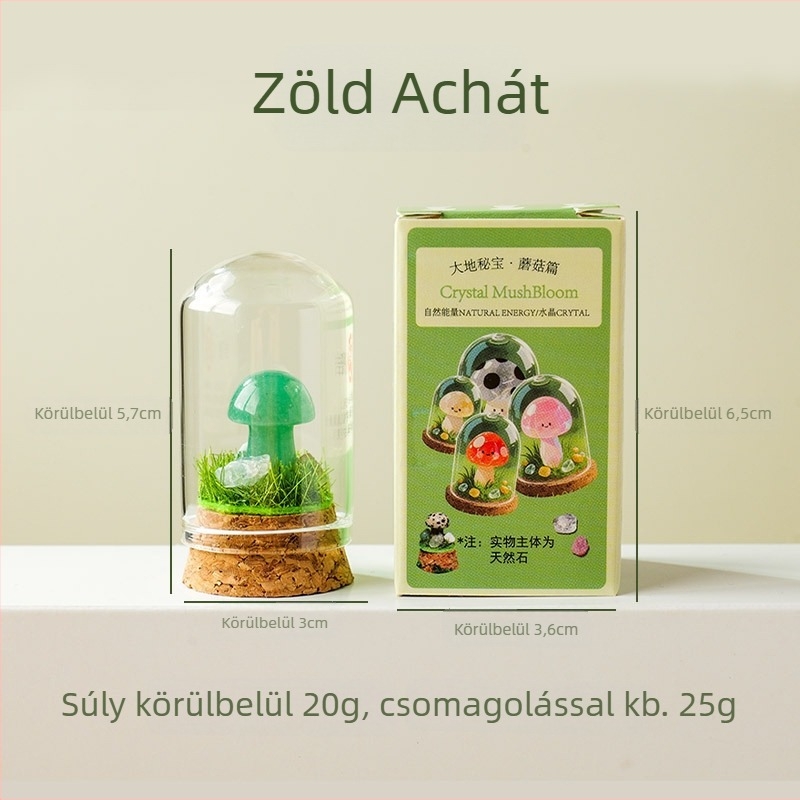 9 darab kristálygomba üvegben kínált mini táj dísz, ajándékdobozos csomagolás, modern minimalista geometriai dizájn, Apeng Crystal Crafts