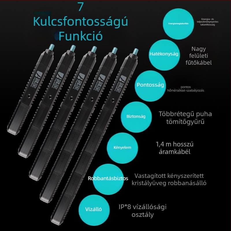 Akváriumfűtőkar, kvarcüveg, automata hőmérséklet-szabályozás lámpával, AquaBlue/Blue Treasure márka, 1 kg