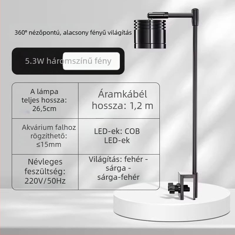 Yee akvaris világítás alumínium ötvözetes tartóval, 7-10W, 0,6 kg