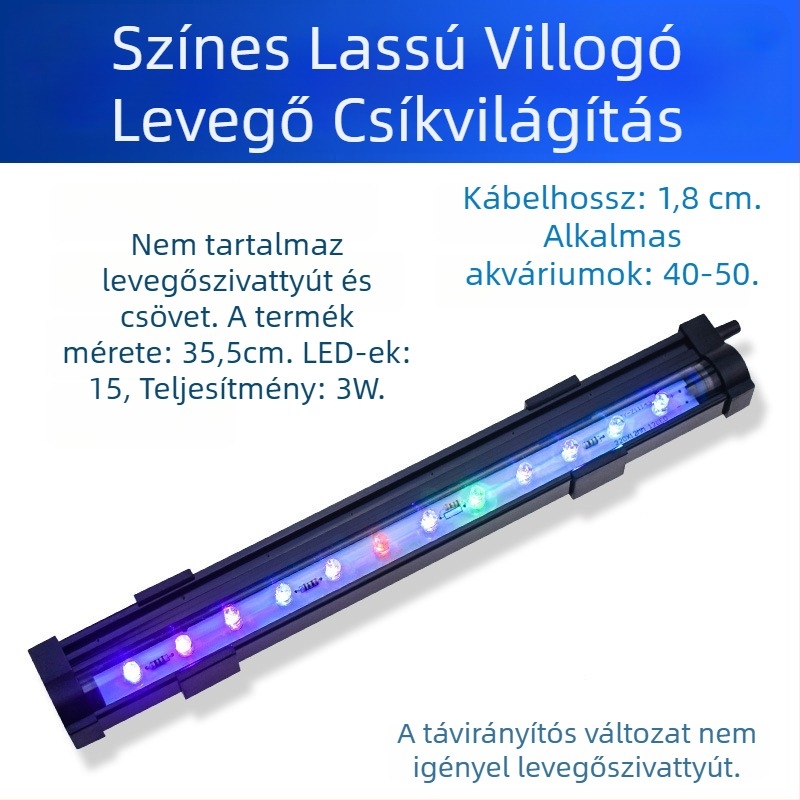 Akváriumi LED buboréklámpa távirányítóval, merülő, dekoratív, teljesítmény 1–6W, tömeg 100 g