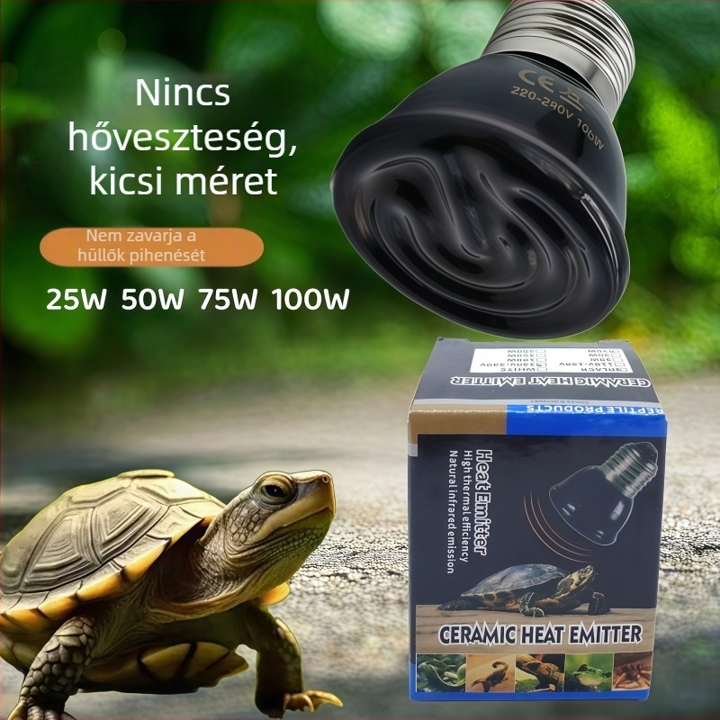 Kerámiás fűtő lámpa hüllők és háziállatok számára, 25/50/75/100W, tömeg 64 g