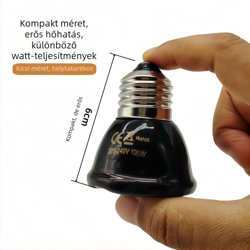 Kerámiás fűtő lámpa hüllők és háziállatok számára, 25/50/75/100W, tömeg 64 g