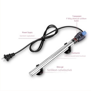 Akváriumi fűtőpálca (rozsdamentes acél; 50–500 W; 0,4 kg; márka Risheng)