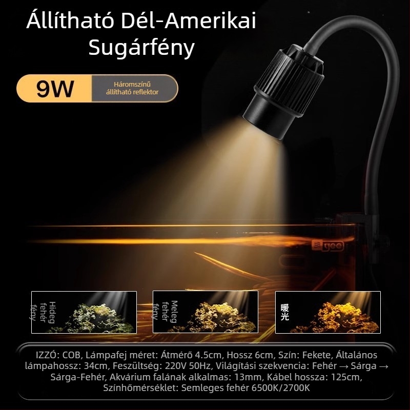 Akvárium LED klipszlámpa állítható fókuszú világításhoz (Márka: yee; Teljesítmény: 3W-50W; Súly: 600 g; Anyag: PC tűzálló; Funkció: Világítás)