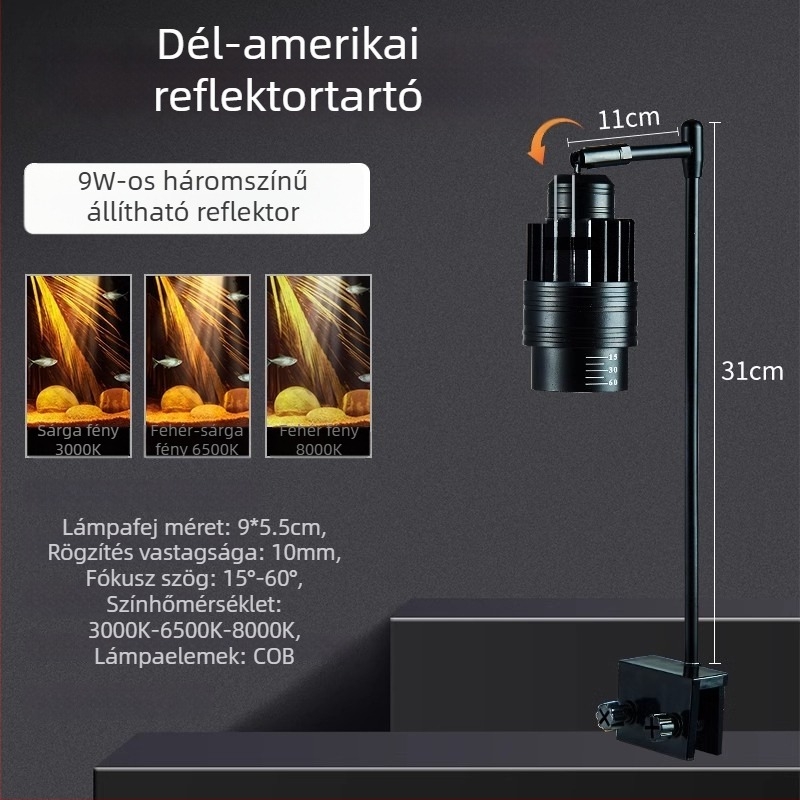 Akvárium LED klipszlámpa állítható fókuszú világításhoz (Márka: yee; Teljesítmény: 3W-50W; Súly: 600 g; Anyag: PC tűzálló; Funkció: Világítás)