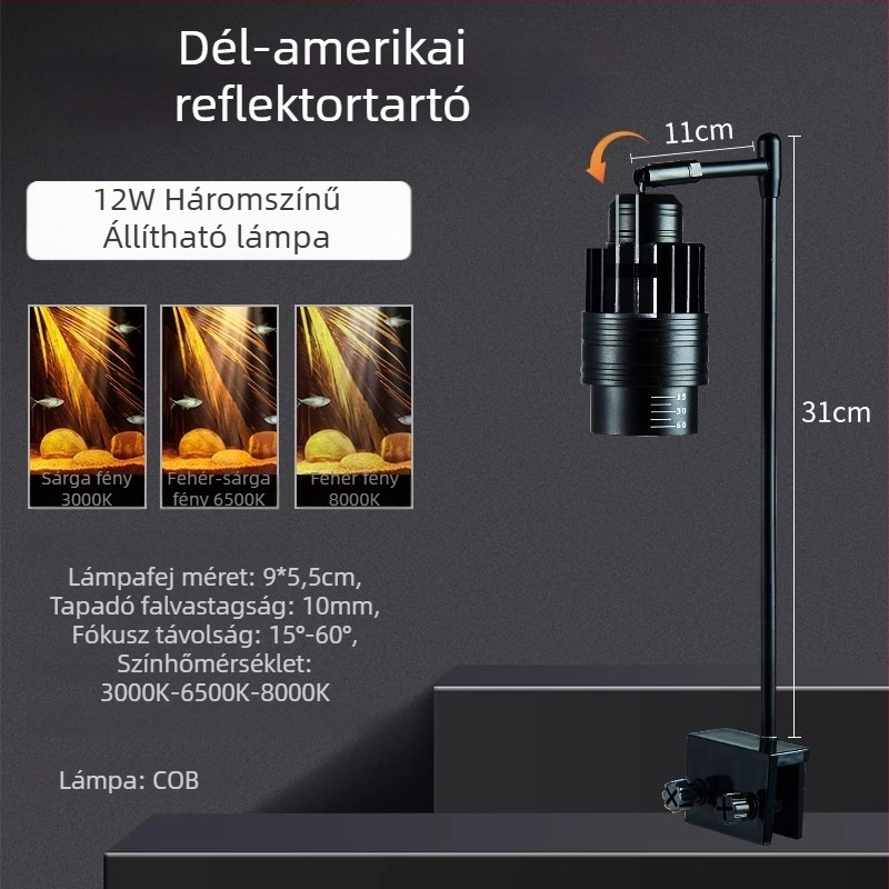 Akvárium LED klipszlámpa állítható fókuszú világításhoz (Márka: yee; Teljesítmény: 3W-50W; Súly: 600 g; Anyag: PC tűzálló; Funkció: Világítás)