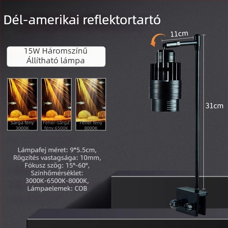 Akvárium LED klipszlámpa állítható fókuszú világításhoz (Márka: yee; Teljesítmény: 3W-50W; Súly: 600 g; Anyag: PC tűzálló; Funkció: Világítás)