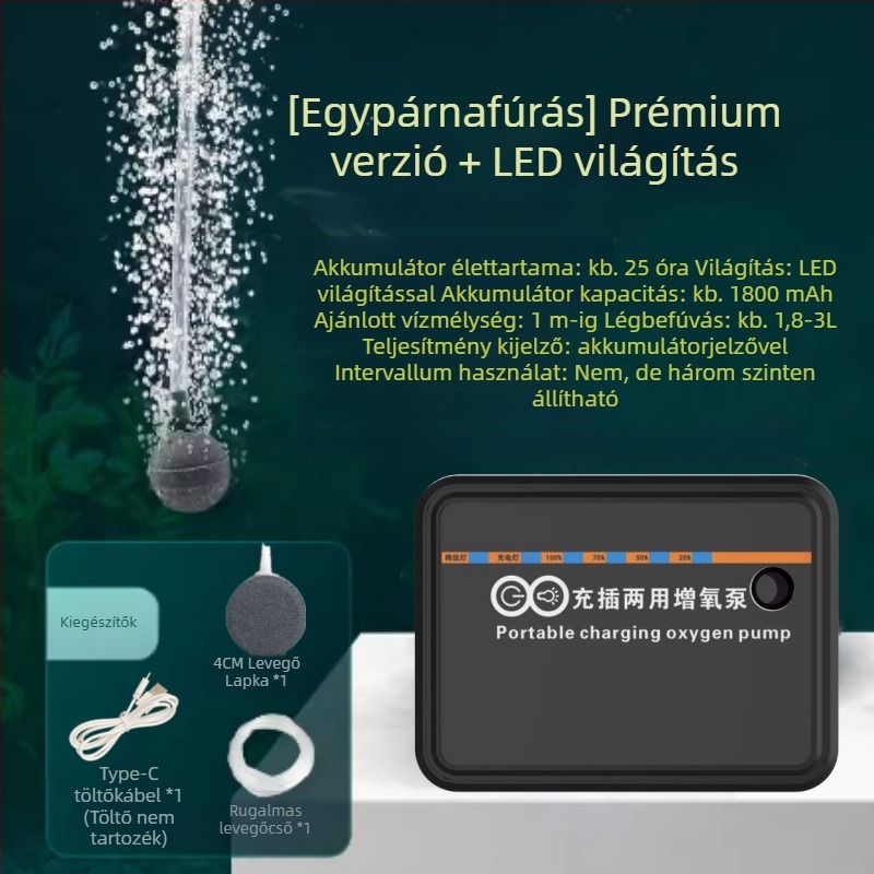 USB Hordozható oxigénpumpa LED-es világítással horgászathoz – kettős használat (Nem importált · Más régió · Határokon átívelő export: Igen)