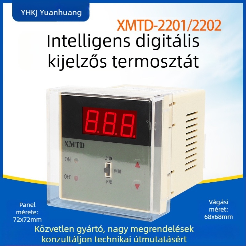 Duál-vezérlésű digitális hőmérséklet-szabályozó kijelzővel (XMTD2201/2202; rögzített telepítés; 220V)