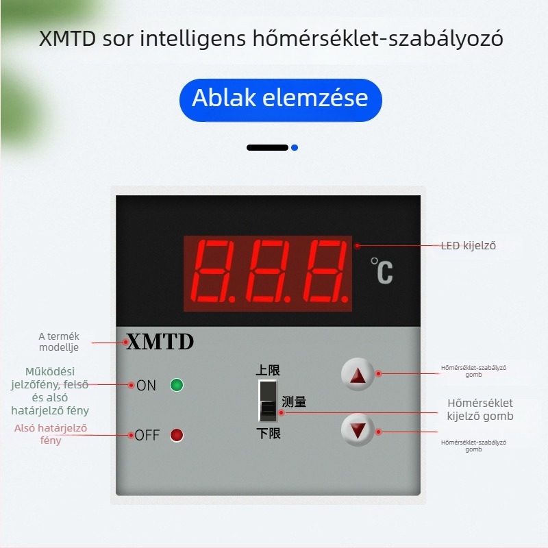 Duál-vezérlésű digitális hőmérséklet-szabályozó kijelzővel (XMTD2201/2202; rögzített telepítés; 220V)